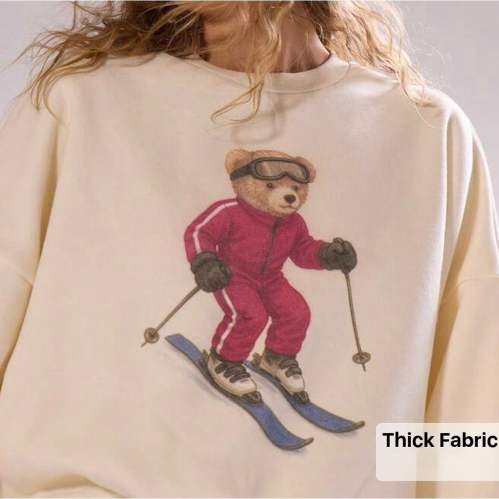 Skiing Teddy Bear sweatshirt oversized Ski S crew hoodie snow polo Ralph Lauren